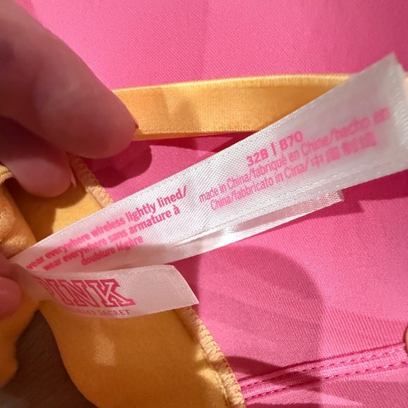 Victoria's Secret Pink Yellow Wear Everywhere Wireless Bra NWOT 32B - Picture 5 of 5